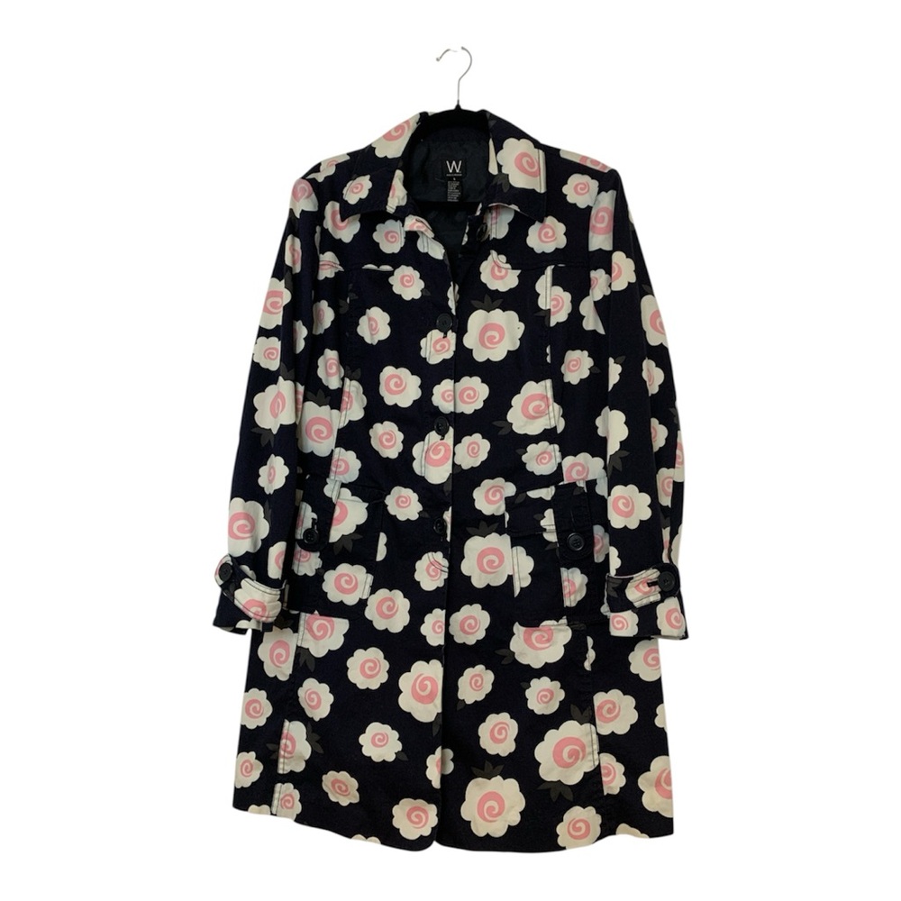 Floral Patterned Trench Coat with pockets Size Large